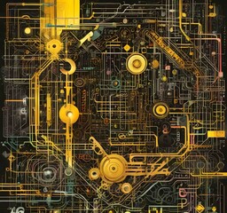 Poster - illustration of abstract technology background.
