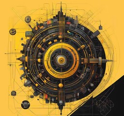 Poster - illustration of abstract technology background.