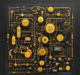 Poster - illustration of abstract technology background.