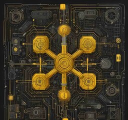 Poster - illustration of abstract technology background.