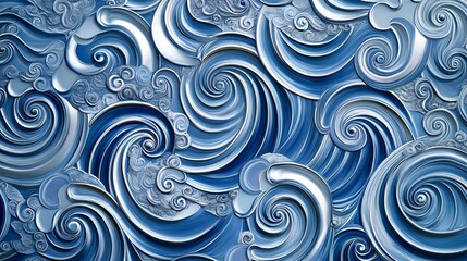Poster - Abstract blue swirl pattern, fluid shapes creating a sense of movement, ideal for backgrounds or creative designs.