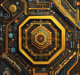 Fototapete - Illustration of abstract technology background.