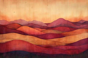 Wall Mural - Vibrant landscape featuring rolling hills and mountains during stunning sunset