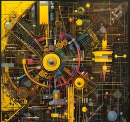 Fototapete - Illustration of abstract technology background.