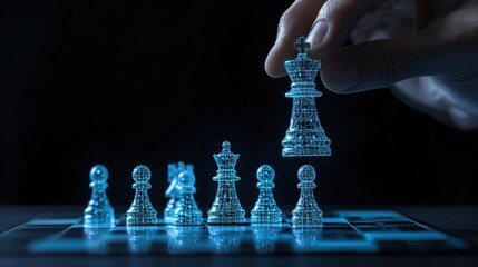 Poster - Futuristic Chess Game with Transparent 3D Design and Strategy Concept