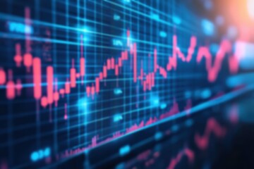 Poster - Abstract financial data visualization with vibrant lines and graphs representing market trends and analysis.