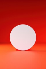 Poster - minimalist round white object on red background, perfect for creative and modern design projects and
