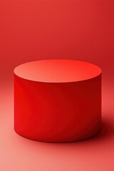 Poster - minimalistic red cylindrical display on a vibrant red background, perfect for showcasing products or
