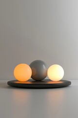 Poster - Minimalist design featuring three spheres in soft lighting, ideal for modern interiors or artistic compositions.