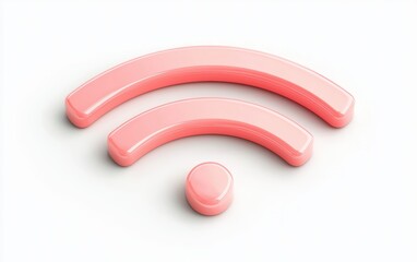 Poster - Stylish pink wireless signal icon representing connectivity and modern technology in a minimalistic design.