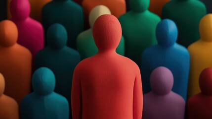 Poster - A vibrant collection of colorful figurines representing diversity and individuality in a crowd setting.