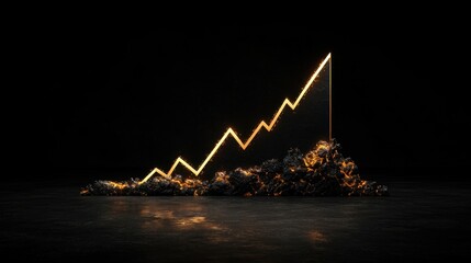 Poster - Growing Success Graph with Bright Line Over Dark Background