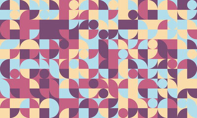 Fototapete - Minimal geometric design with abstract shapes and textured mosaic. Perfect for modern posters, textile prints, and seamless background patterns.