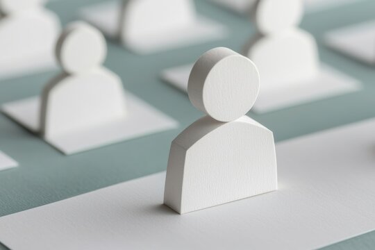 Minimalist representation of human figures showcasing individuality in a collective environment, ideal for artistic and corporate themes.