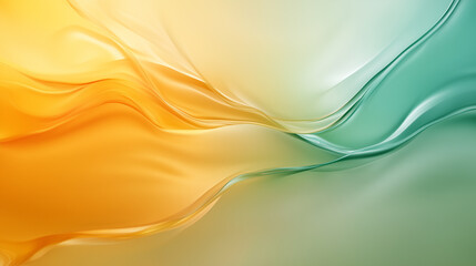 Wall Mural - Soft waves of orange and green create serene and calming abstract background.