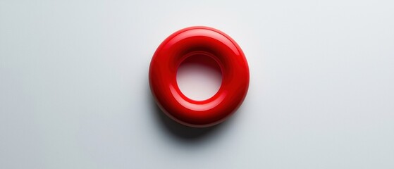 Poster - a vibrant red plastic ring showcasing a modern, minimalist design on a clean background, perfect for