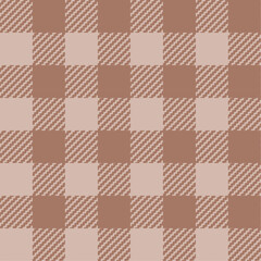Poster - Seamless buffalo check plaid pattern in pastel brown and beige color. Vector background in mocha mousse color for textile or fabric print, wrapping paper.