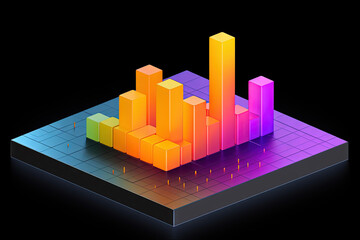 Aufkleber - 3D business graph with organized bars and information blocks. Abstract infographic element. Business growth and development to success concepts