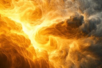 Aufkleber - Swirling yellow and gray clouds reveal the dense atmosphere and glowing sunlight of Venus. Generative AI