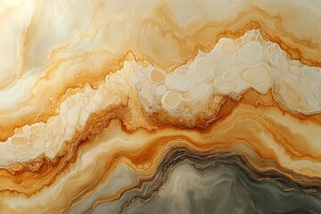 Wall Mural - Abstract layers of orange and cream in fluid design create a striking visual effect suitable for modern decor