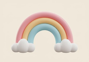 Wall Mural - colorful 3d illustration of a pastel rainbow with soft colors, perfect for playful and whimsical des