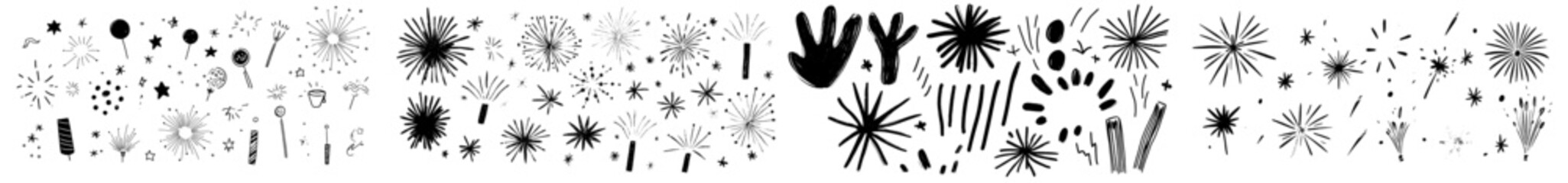 Poster - Doodle shine sunburst sparkle ray elements. Hand drawn pop surprise line frame for title headline illustration. Doodle modern illustration
