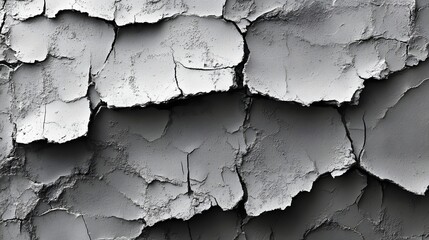 Poster - Close-up monochrome view of cracked earth, showcasing dry, parched texture. Abstract background. Macro Texture Backgrounds. Abstract Gray Cracked Texture: A Monochrome Study of Dry, Parched Earth
