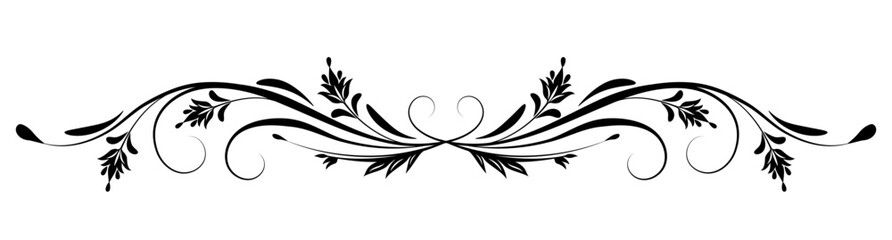 Poster - Floral ornament with leaves and abstract lines. Graceful decorative element for decor and greeting or invitation card design