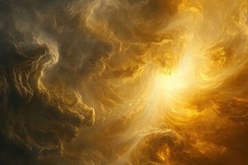 Aufkleber - Swirling yellow and gray clouds of Venus creating a luminous and ethereal atmosphere in the depths of space. Generative AI