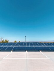Aufkleber - Solar powered EV charging station with rooftop panels under a clear sunny sky. Generative AI
