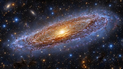 Sticker - Mesmerizing Galaxy Scene with Pink Purple Nebula Glowing Stars and Beams of Light in Swirling Clouds