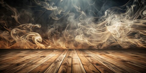 Aufkleber - A Rustic Wooden Floor with a Whimsical Abstract Smoke Background