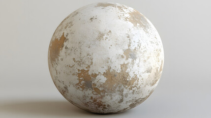Poster - A textured, weathered sphere with a white and gold surface, showcasing an artistic blend of colors and patterns