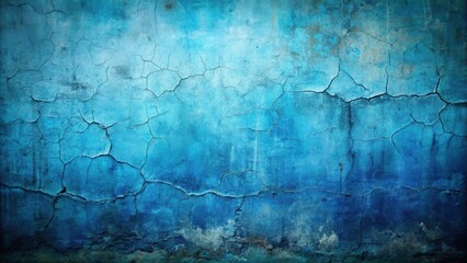Aufkleber - A Weathered Blue Wall With A Distinctive Crack Pattern
