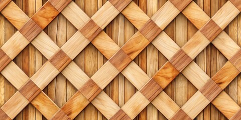 Leinwandbilder - A seamless pattern of interwoven wood slats creating a complex geometric design with a rustic aesthetic.