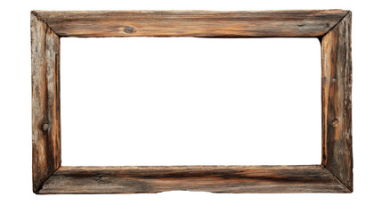 Leinwandbilder - Old, weathered, cracked wooden picture frame with transparent background, creating a rustic and vintage feel