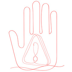 Fototapete - continuous line drawing icon exclamation mark