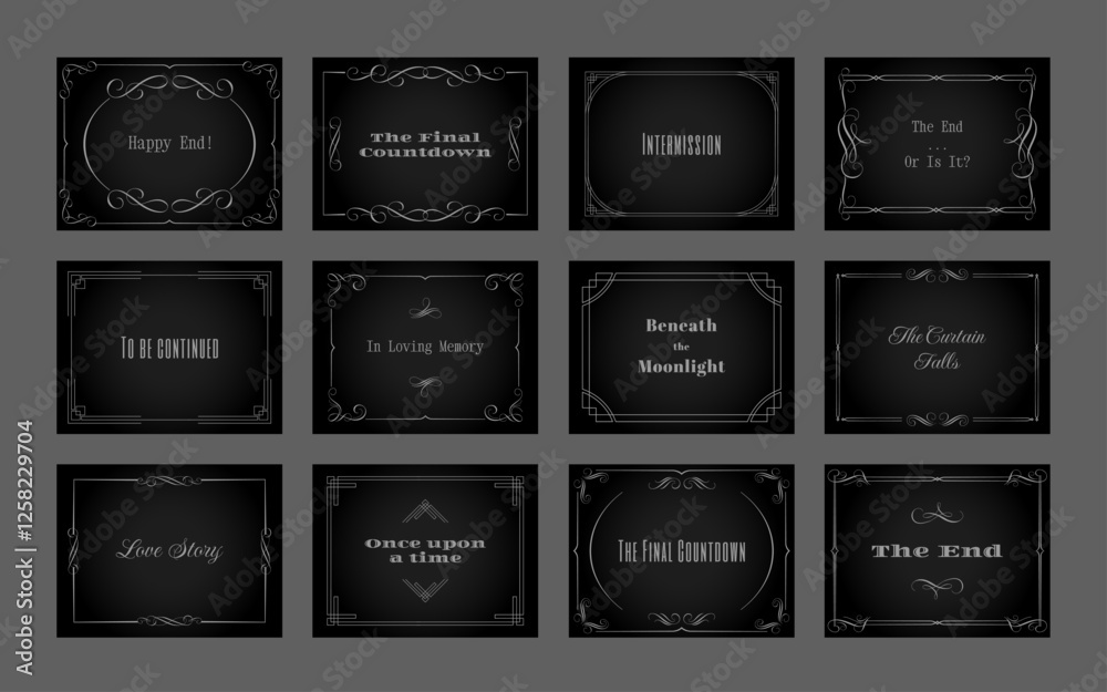 Silent film title card Vintage intertitle frame borders silent movie Silent film title card Vintage intertitle frame borders silent movie