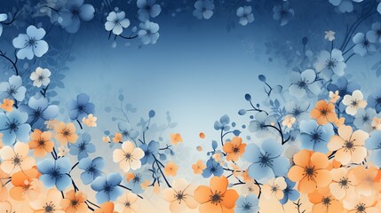 Wall Mural - Orange and blue background with small size flower a?