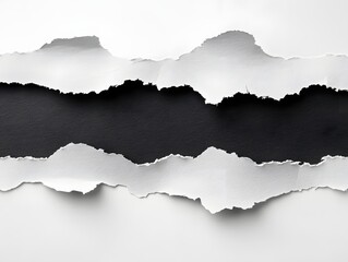 Poster - Torn White Paper Revealing a Dark Void Abstract Concept of Destruction and Creation