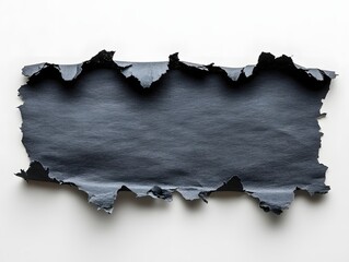 Poster - Abstract Dark Paper Torn with Rough Edges on White Background for Creative Design Element
