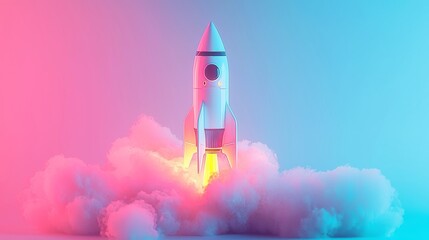 Poster - Virtual Reality Business Innovation with Sci-Fi Rocket, futuristic design, sleek visuals, minimalist backdrop, open space for ideas, technology-driven exploration