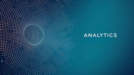 Aufkleber - A digital artwork with a circular pattern on a blue background, and the word 'ANALYTICS' prominently displayed in the center.