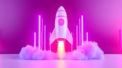 Poster - Futuristic Business Presentation, immersive 3D visuals showcasing data with dynamic launch effects, minimalist design, clean aesthetic, open space for impactful communication