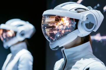 Aufkleber - A futuristic space university where post-secondary students learn about intergalactic law through AI holograms