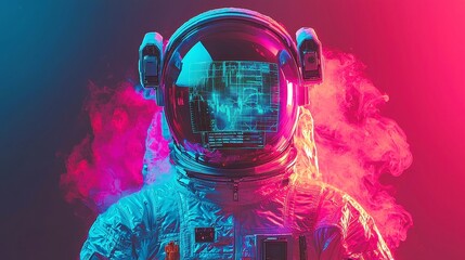 Poster - AI financial forecasting journey, dynamic visual representation of data trends through a space theme, minimalist design, clean aesthetic, emphasizing clarity and innovation