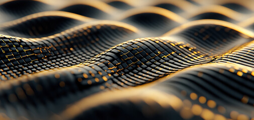 Leinwandbilder - Abstract digital code background with flowing binary data, showcasing intricate patterns and textures in wave like formation, evoking sense of depth and movement