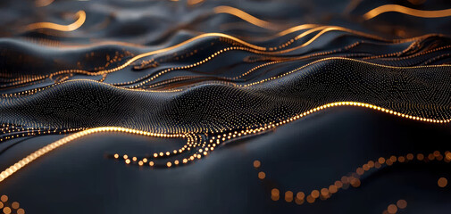 Leinwandbilder - glowing network nodes create mesmerizing wave pattern, showcasing interconnected lines in digital la