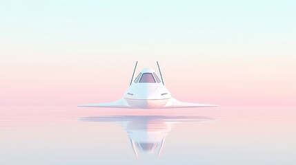 Poster - Global Business Expansion Symbolized by a Spaceship, representing growth and innovation, set against a minimalist backdrop, emphasizing clarity and forward-thinking vision.