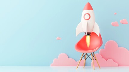 Poster - Rocketing Business Growth, a dynamic representation of capital raise and funding with an accelerating rocket, set against a minimalist backdrop, emphasizing clarity and ambition
